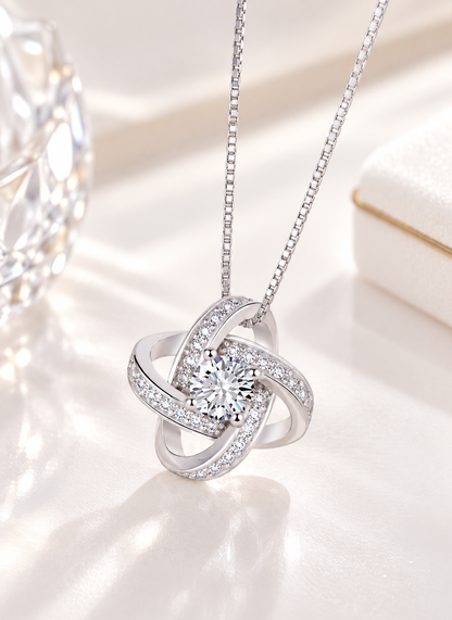 New Arrivals Real 925 Sterling Silver Crystal Clover Necklaces Pendant Hot Sale Pure Silver Jewelry for Women