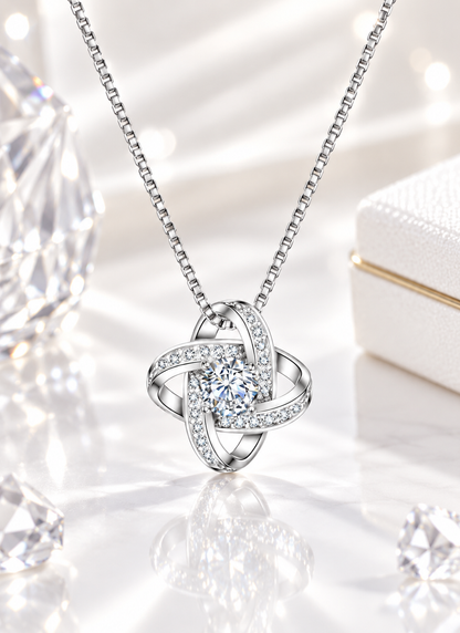 New Arrivals Real 925 Sterling Silver Crystal Clover Necklaces Pendant Hot Sale Pure Silver Jewelry for Women