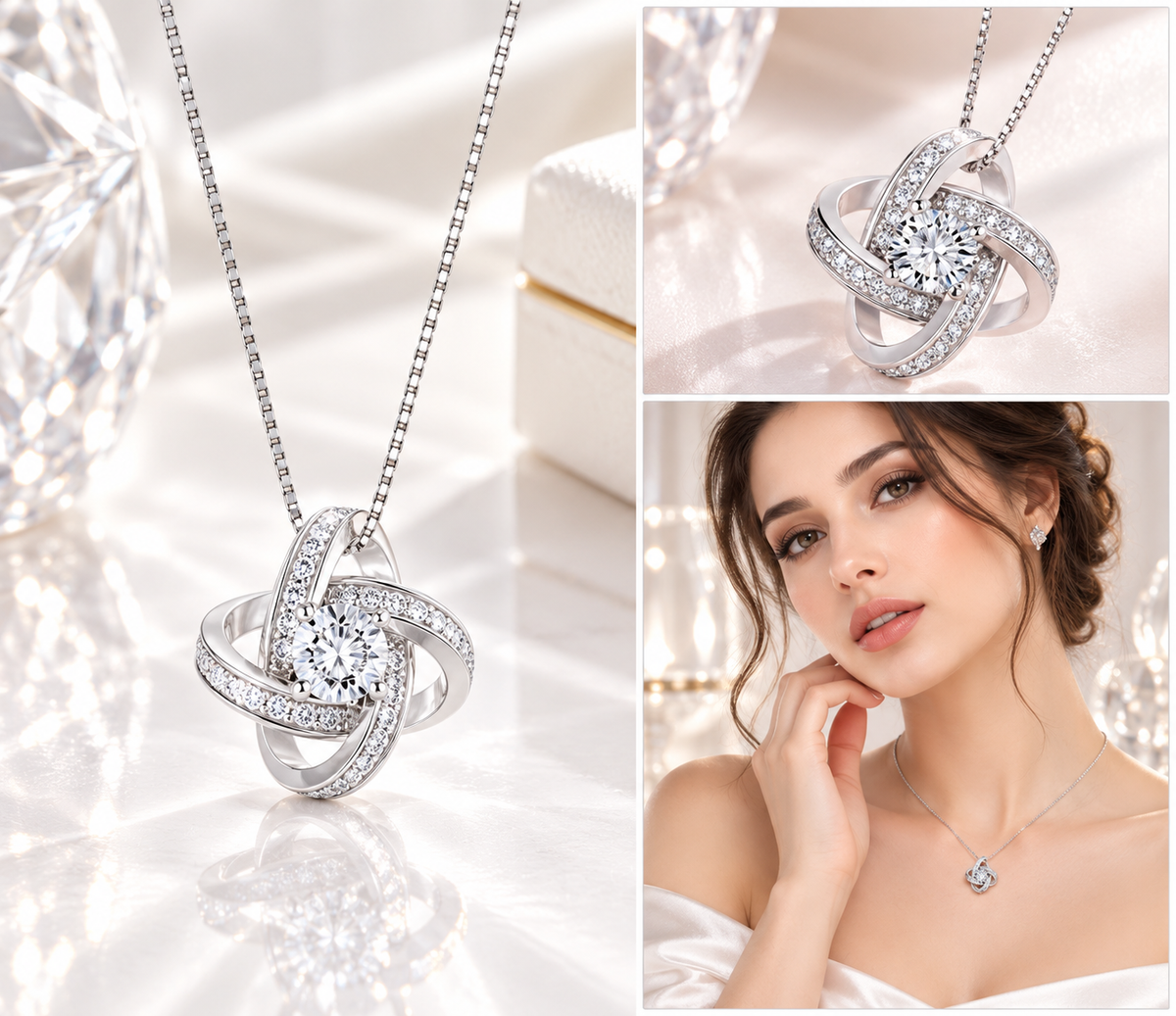 New Arrivals Real 925 Sterling Silver Crystal Clover Necklaces Pendant Hot Sale Pure Silver Jewelry for Women