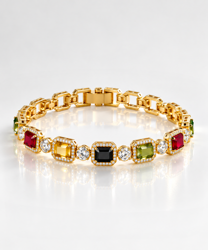 High-End Fashion Bracelet Jewelry Gold Colored square Zircon Diamond Choker Bracelet