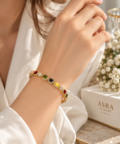 High-End Fashion Bracelet Jewelry Gold Colored square Zircon Diamond Choker Bracelet