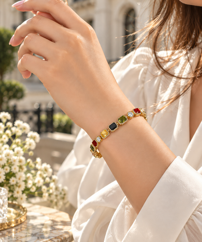 High-End Fashion Bracelet Jewelry Gold Colored square Zircon Diamond Choker Bracelet