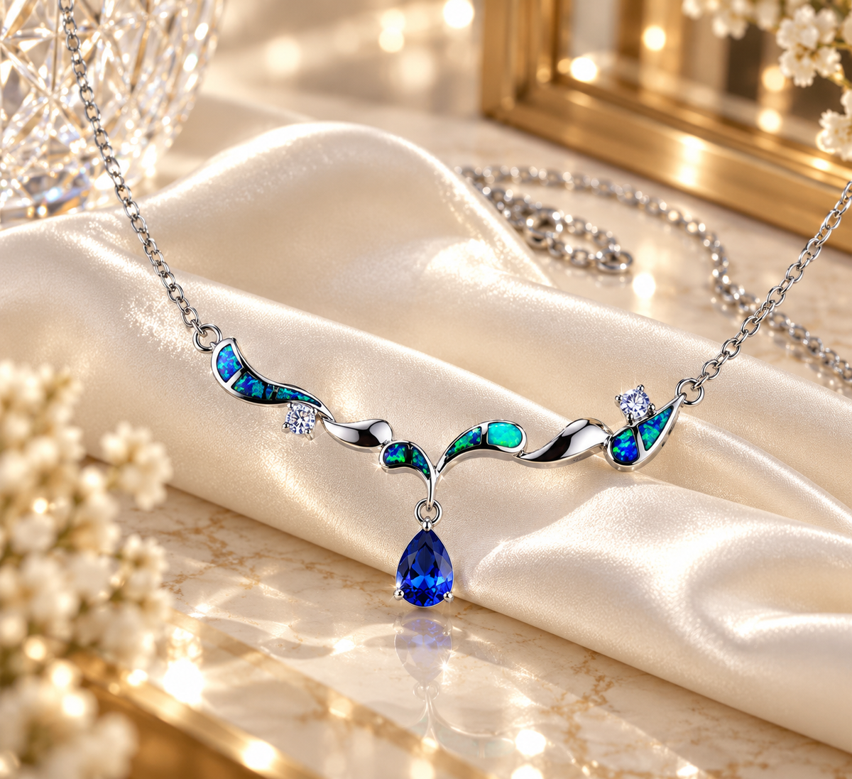 Pendant Necklaces Jewelry Opal Gold Plated Copper Alloy