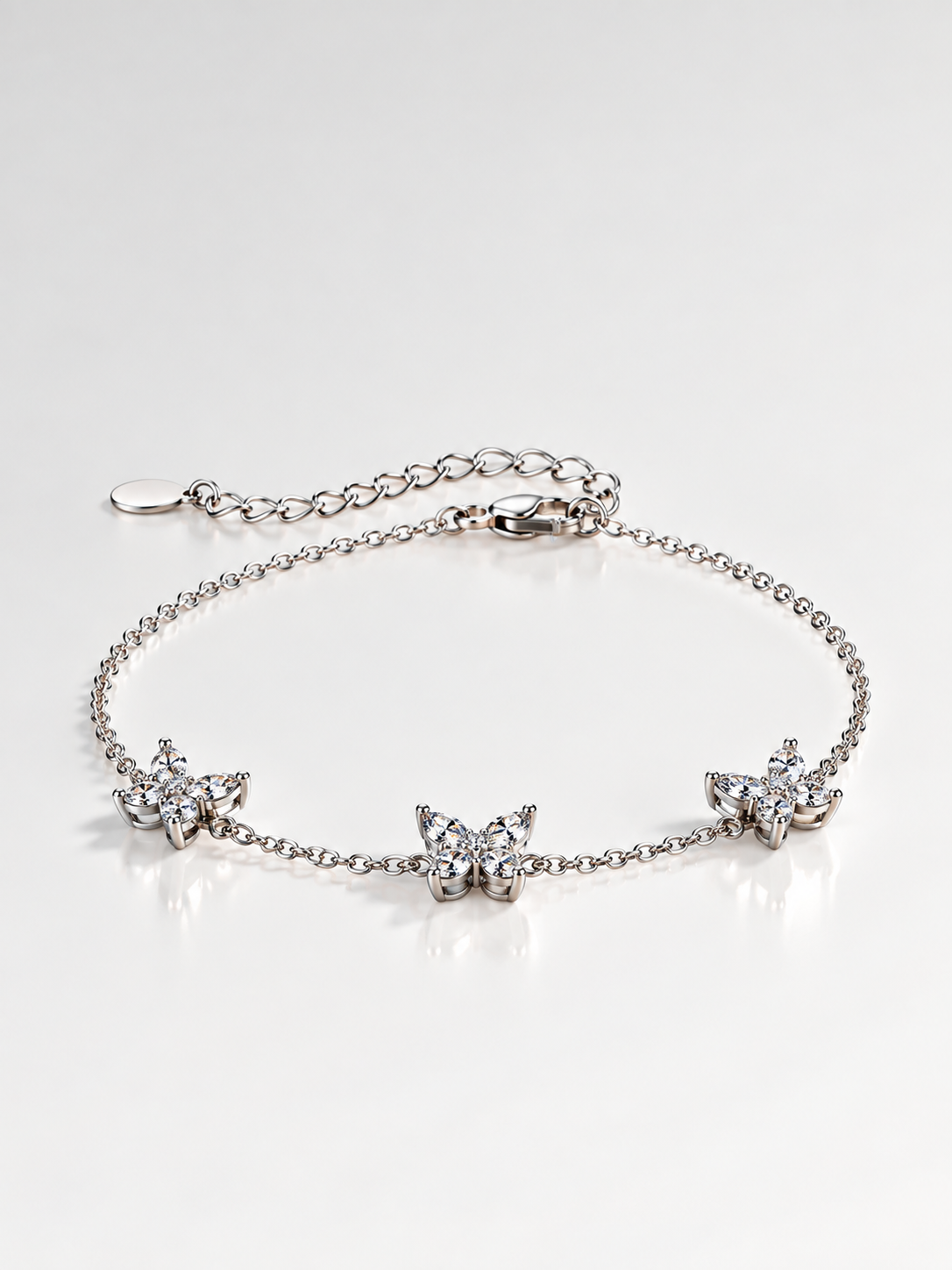 Sterling Silver 925 High Quality Butterfly Pendant Bracelet and Anklet for Women Cz Cubic Zirconia Bracelets