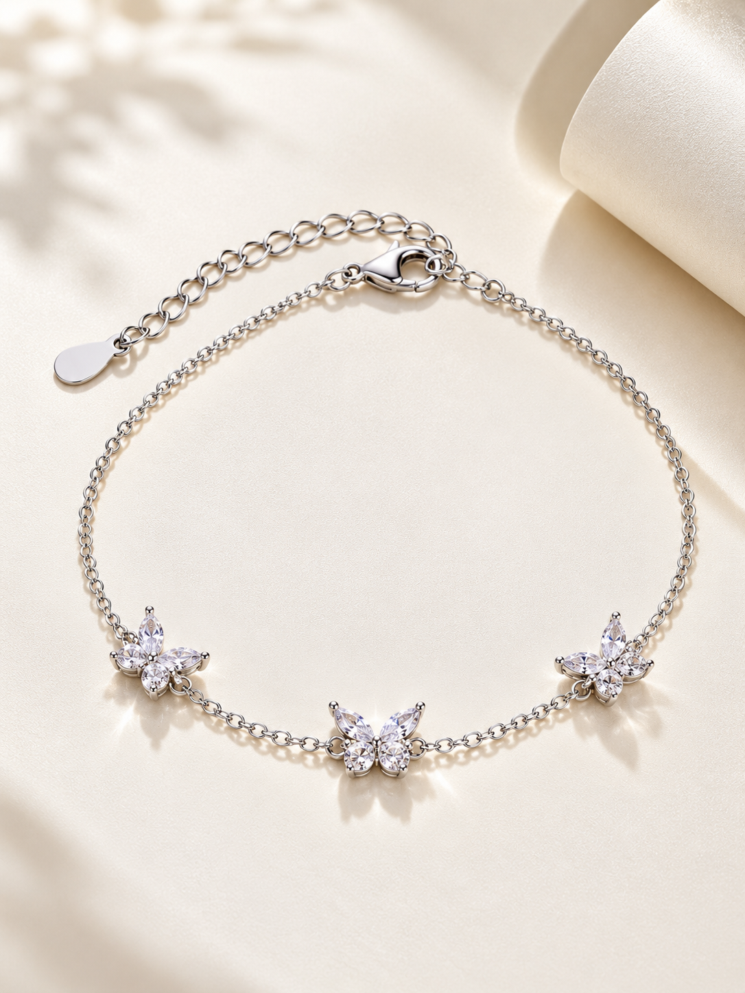 Sterling Silver 925 High Quality Butterfly Pendant Bracelet and Anklet for Women Cz Cubic Zirconia Bracelets