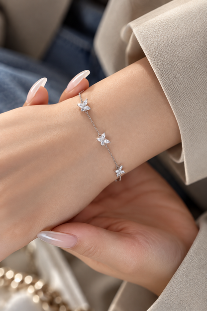Sterling Silver 925 High Quality Butterfly Pendant Bracelet and Anklet for Women Cz Cubic Zirconia Bracelets
