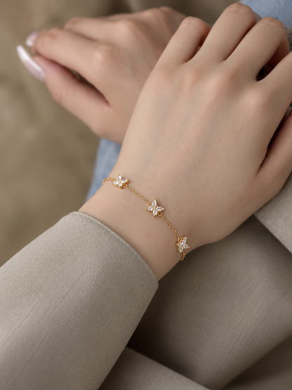 Sterling Silver 925 High Quality Butterfly Pendant Bracelet and Anklet for Women Cz Cubic Zirconia Bracelets
