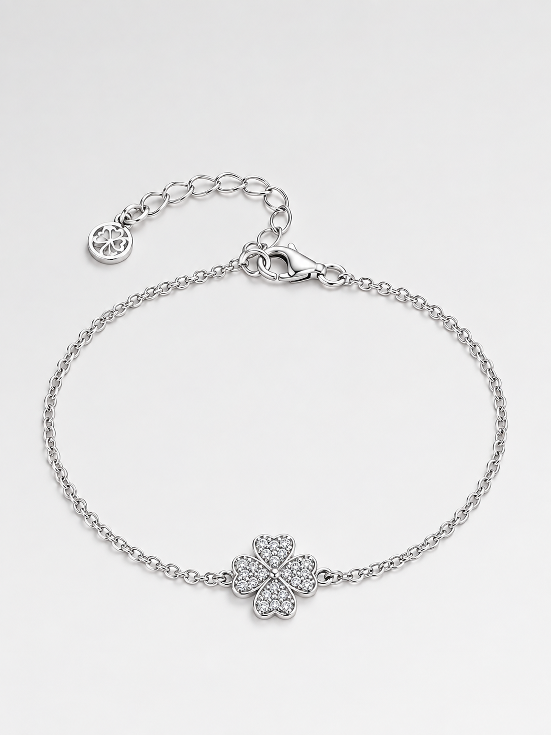 QX  Rhodium Plated Jewelry Bracelet for Ladies Four Leaf Clover Bracelet High End Version