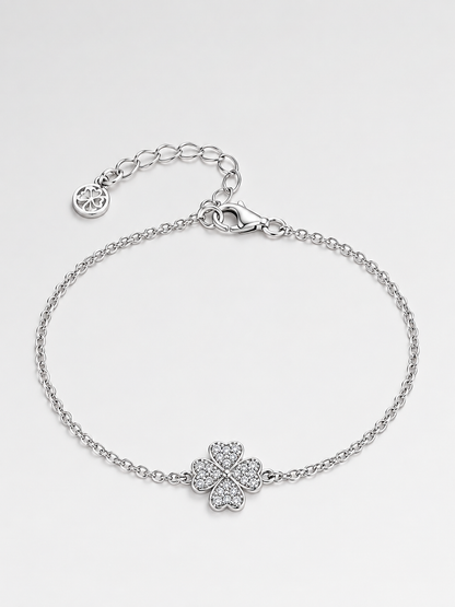 QX  Rhodium Plated Jewelry Bracelet for Ladies Four Leaf Clover Bracelet High End Version