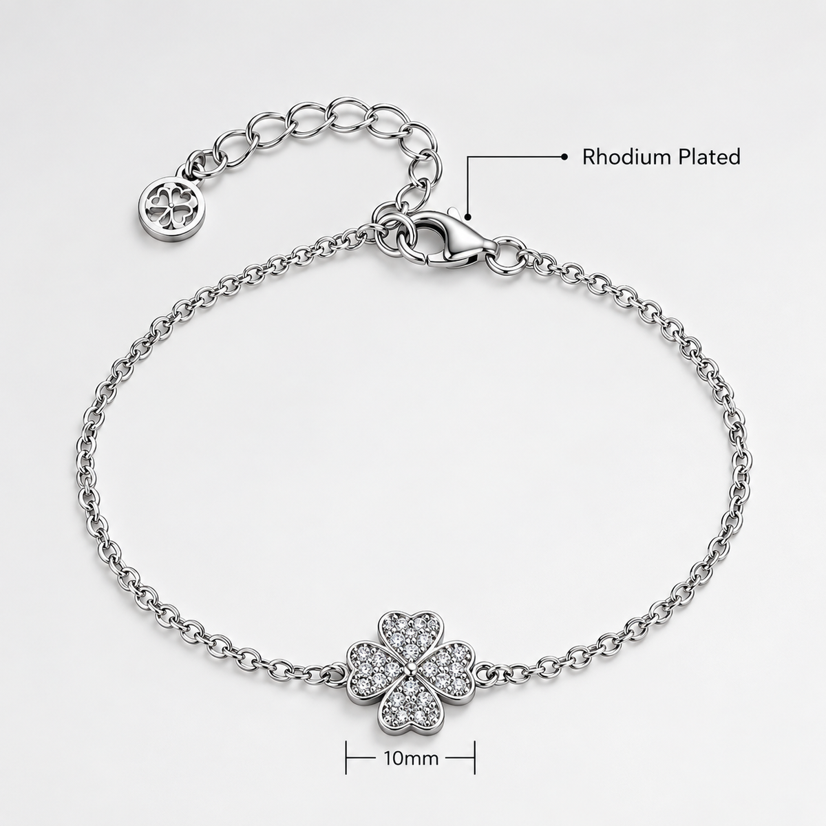 QX  Rhodium Plated Jewelry Bracelet for Ladies Four Leaf Clover Bracelet High End Version