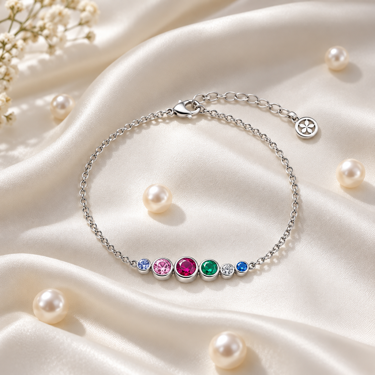 Fashionable 925 Silver Bracelet Femme Beaded with Cubic Zirconia Elegant for Women