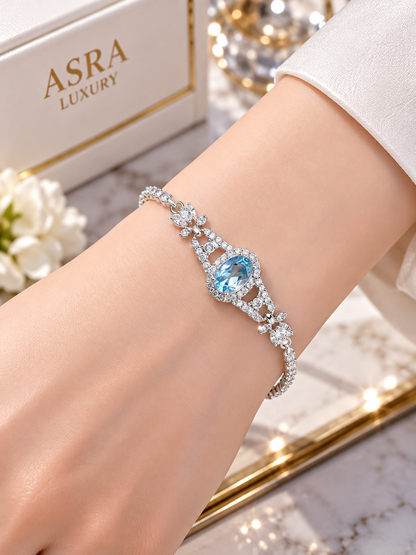 Hot Popular Luxury 925 Sterling Silver Natural Topaz Bracelet Women's with Gold Plating