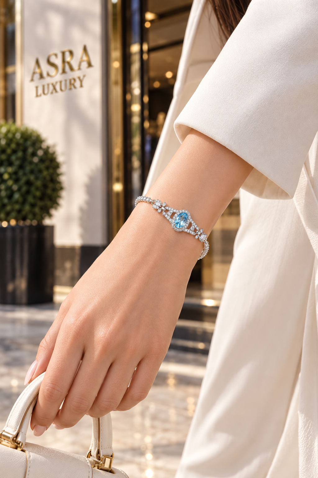 Hot Popular Luxury 925 Sterling Silver Natural Topaz Bracelet Women's with Gold Plating