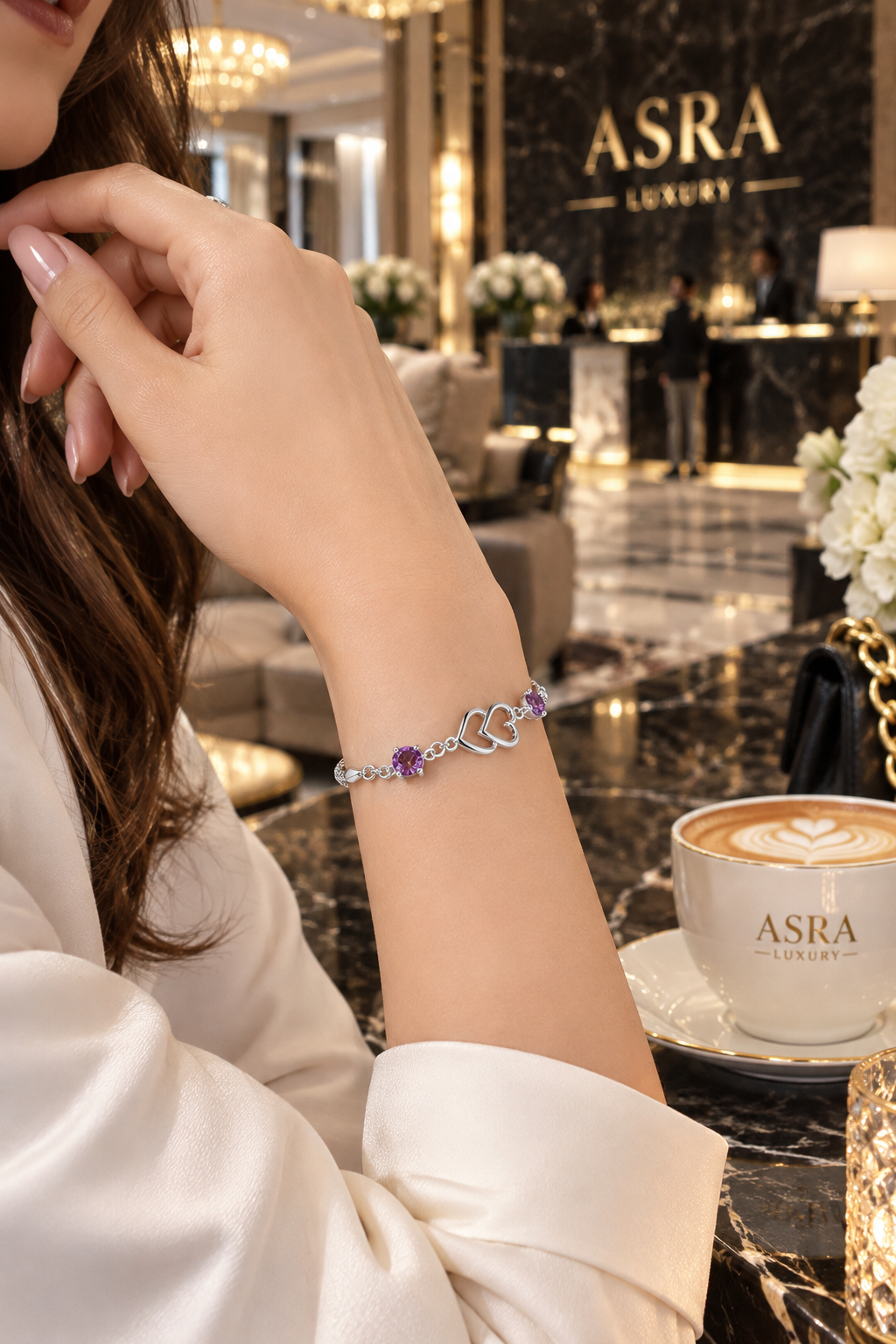 Trendy Colorful Zircon Bracelet Simple Silver Adjustable Chain Bracelet Korean Jewelry Double Heart Bracelet for Girl