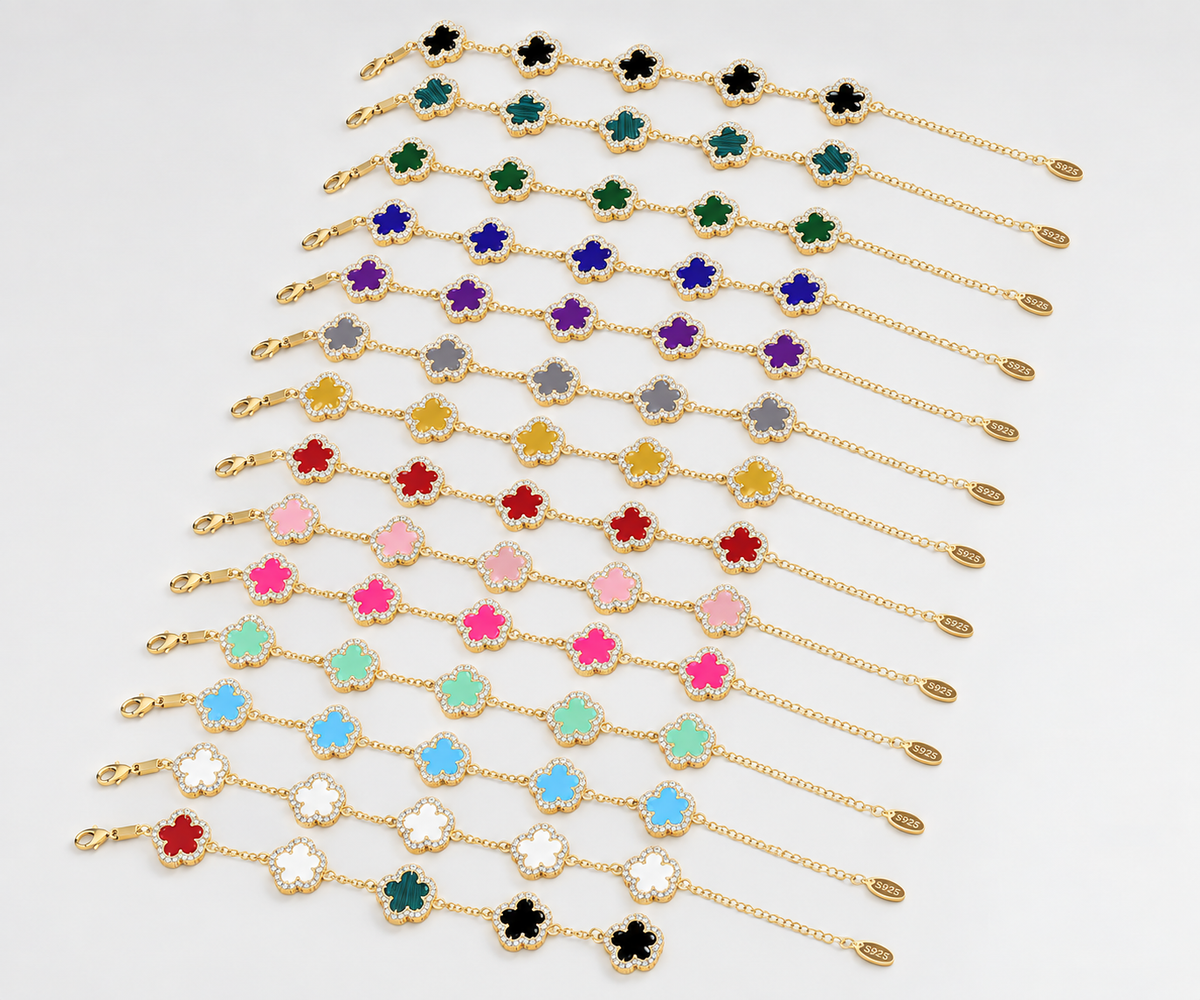 QIFEI Hot Selling Plum Flower Bracelet Multicolor Five-leaf Clover Bracelet for Women