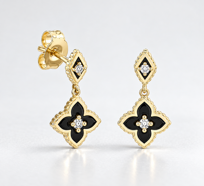 Gemnel Brass  Gold Plated Brass  Zircon Jewelry Enamel Clover Charm Stud Earrings