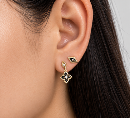 Gemnel Brass  Gold Plated Brass  Zircon Jewelry Enamel Clover Charm Stud Earrings