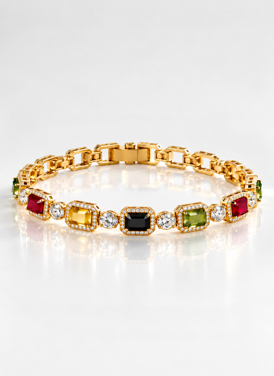 High-End Fashion Bracelet Jewelry Gold Colored square Zircon Diamond Choker Bracelet