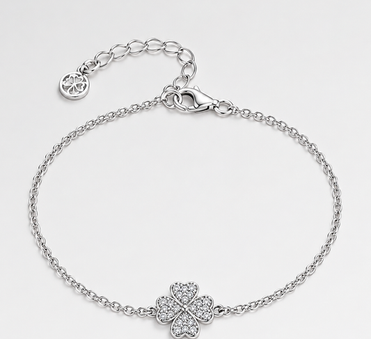QX  Rhodium Plated Jewelry Bracelet for Ladies Four Leaf Clover Bracelet High End Version